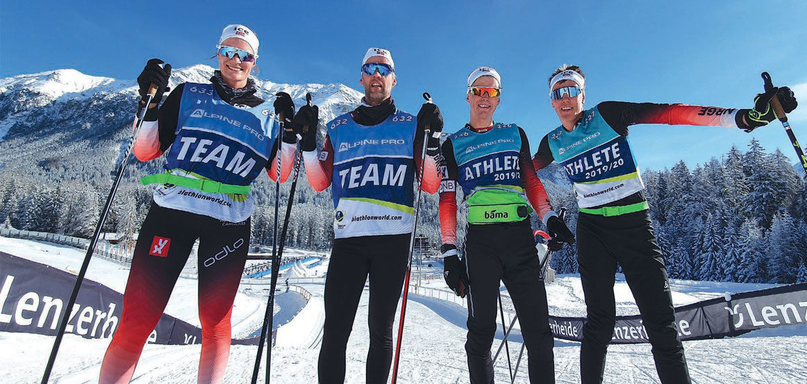 GROR GODT: Det gror godt i norsk skiskyting. Fra venstre: Karoline Birkeland, Halvor Jørstad, Martin Nevland og Morten Ho.